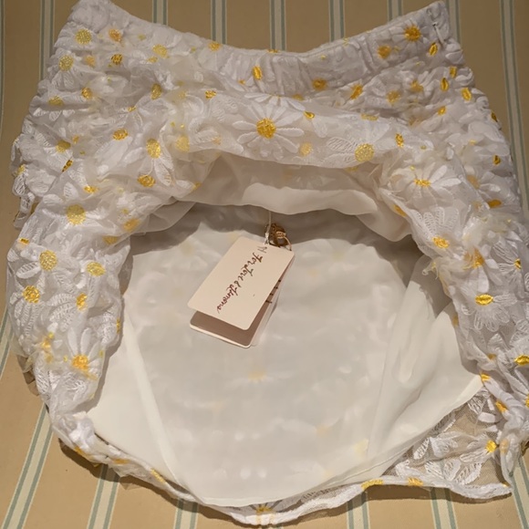 FOR LOVE AND LEMONS DAISY LACE MESH KNIT MINI SKIRT WITH RUNCHING FULLY LINED M - Picture 7 of 15